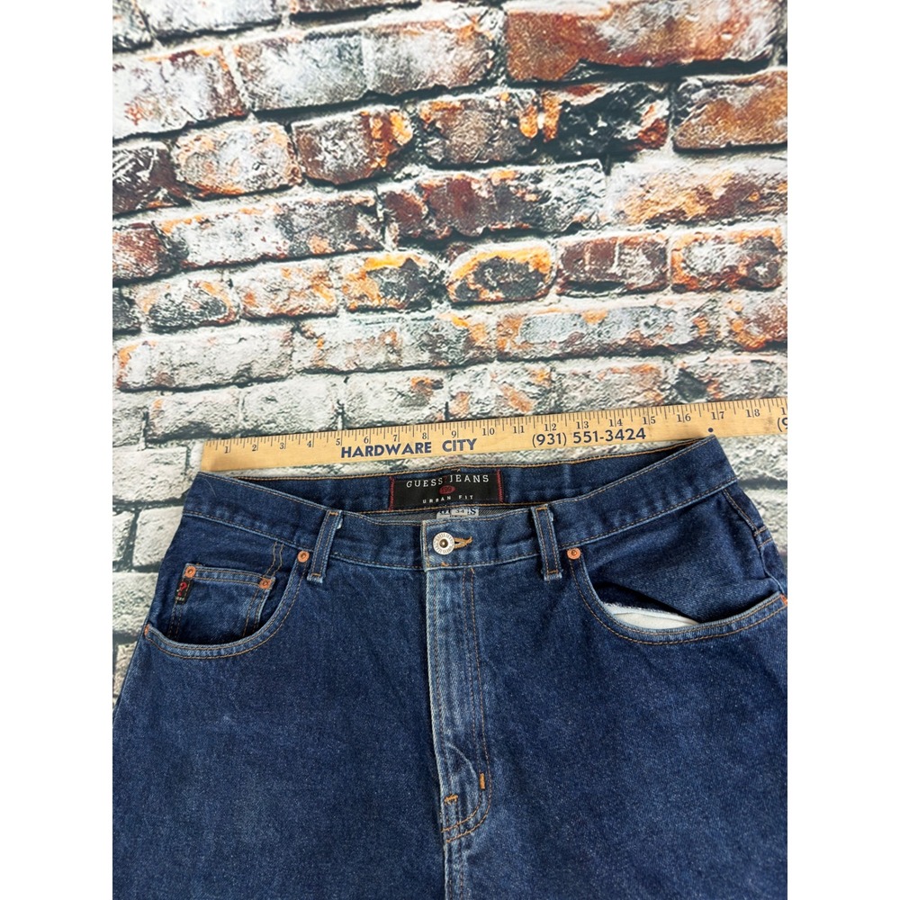 Vintage Guess Jeans Urban Fit Dark Wash Wide Leg Denim Made in USA Mens 34x30 - Picture 6 of 8